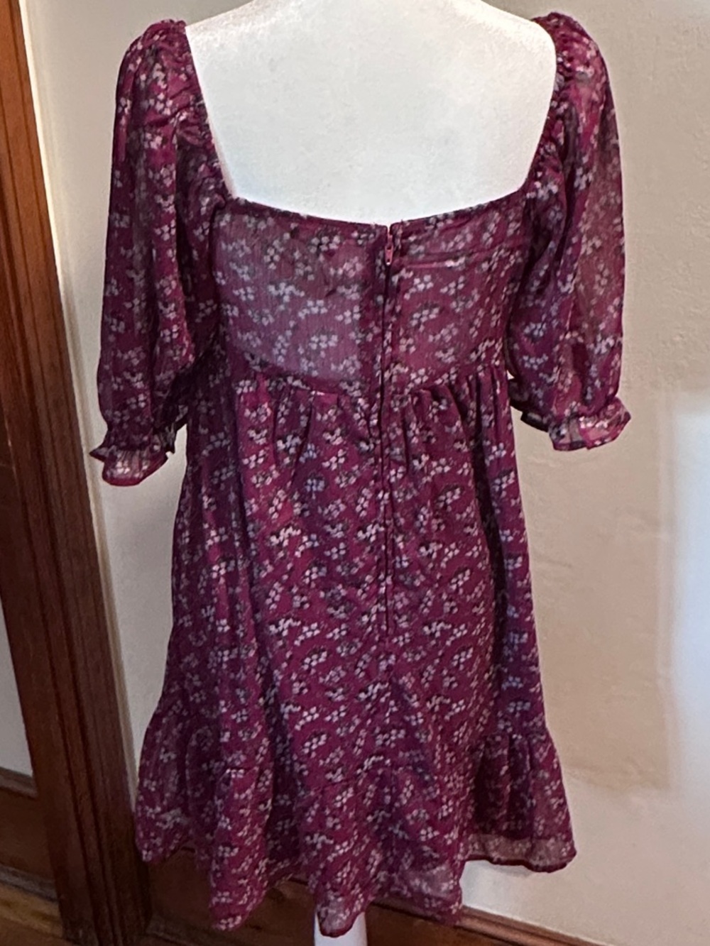 Trixxi Berry Floral Mini Dress in Raspberry - Picture 4 of 6